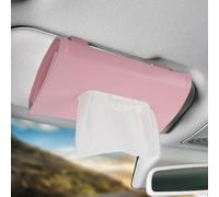 Car Tissue Holder, PU Leather Sun Visor Tissue Box Holder, Multifunctional Non-Slip Sun Visor Hanging Paper Towel Clips Holders Fits Most Vehicles & Boats (Pink)