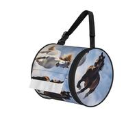 Car Tissue Holder With Facial Tissues,Cute Black And White Horses Running Cylinder Tissue Holder For Car Cup Holder,Refill Cylinder Tissues For Travel Bathroom Home