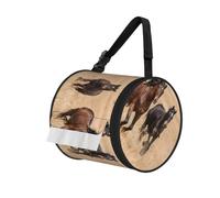Car Tissue Holder With Facial Tissues,Cute Three Running Horses Cylinder Tissue Holder For Car Cup Holder,Refill Cylinder Tissues For Travel Bathroom Home