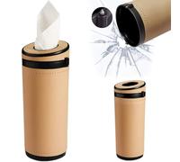 Car Tissues Cylinder 6.9x2.7 Inch Car Tissue Holder Leather Round Tissue Boxes for Car with Window Breaker Cup Holder Tissues for Car Vehicle Bathroom Office Car Tissues Cylinder