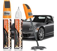 Car Touch Up Paint 2 x 20ml Black Gloss Scratch Repair Pen & Brush - 2-in-1 Acrylic Car Paint Kit for Chips & Scratches, Quick Drying, Rust Prevention (Gray)