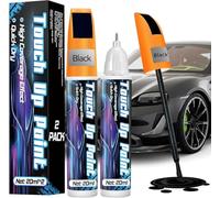 Car Touch Up Paint 2 x 20ml Black Gloss Scratch Repair Pen & Brush - 2-in-1 Acrylic Car Paint Kit for Chips & Scratches, Quick Drying, Rust Prevention (Black)