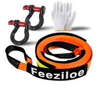 Car Tow Rope, 5/4m x 5cm Thick, 10T(22,000Lbs), High Strength Towing Strap, with 2 Safety D-Ring Hooks, Winch Rope Tow for Car Breakdown Recovery (4m10t)
