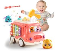 Car Toys for 1-2 Year Old Girl,Baby Toys 6-12-18 Months+,6 in 1 Montessori Toys,Baby Bus Musical Learning Toys for Toddlers 1-3,Christmas Birthday Gift for Boys Girls Kids