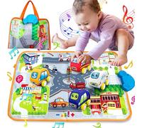 Car Toys for 1 Year Old Boy, Soft Baby Set with Music Playmat, Baby Music 12-18 Months, Pull Back Vehicle Car Set Birthday GIft for Toddlers 1 2 3 Year Old