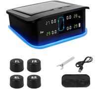 Car TPMS with Large Screen Display LED Surrounding Light for Real-Time 4-Wheel Pressure and Temperature Monitoring Solar Ready (External 6 Wheels)