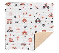 Car Tractor Farm Mill Trailer Haystack 2_4 Large Sturdy Baby Activity Play Mat for Indoor Outdoor Washable Baby Crawling Mat for Babies Infants Toddlers, 50'' x 50''
