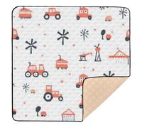 Car Tractor Farm Mill Trailer Haystack_4 Large Non-Slip Baby Play Mat for Indoor Outdoor 1-Piecing Playroom Activity Mat for Baby Toddler Infant, 50'' x 50''