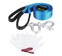 Car Trailer Tow Rope with Reflective Strip, 5 Meters, 8 Tons Towing Cable with Safety Hooks - Durable Polyester Material, Night Use Safety, Recovery Tool for Vehicles Below 8 Ton (3m luminous