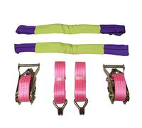 Car Trailer Transporter Recovery Straps (35MM 4M Set of 2 or 4 Truck Heavy Duty Alloy Wheel Pink) (2)