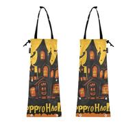 Car Trash Bag Auto Trash Bag for Car Garbage Bag for The Car Set of 2 Car Garbage Container Halloween Night: Bat Castle & Pumpkin Fun
