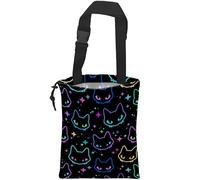 Car Trash Bag Colorful Neon Cat Heads Car Garbage Bag Hanging Car Trash Can for Back Seat with Drawstring, Waterproof Garbage Bags for Accessories Vehicle Travelling Camping Outdoor