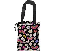 Car Trash Bag Daisy Rainbow Butterfly Car Garbage Bag Hanging Car Trash Can for Back Seat with Drawstring, Waterproof Garbage Bags for Car Accessories Vehicle Travelling Camping Outdoor