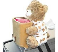 Car Trash Bin, 2-in-1 Cute Plush Bear Multifunctional Waterproof Auto Organizer with Sturdy Design, Storage Compact Size, Easy Use Accessory for Truck Trash Can Home Desk Table Bedside