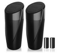 Car Trash Can Bin with Lid - 2 Packs Car Garbage Can Cup Holder - Black Mini Leakproof Vehicle Trash Garbage Can Bin with 40pcs Trash Bags-Car Organizers and Storage for Front Back Seat Accessories