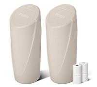Car Trash Can Bin with Lid - 2 Packs Car Garbage Can Cup Holder-Light Beige Mini Leakproof Vehicle Garbage Bin with 40pcs Trash Bags-Automotive Organizers and Storage for Front Back Seat Accessories