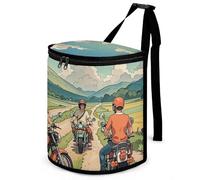 Car Trash Can for Men Spill Proof Car Garbage Bag Friend Riding A Motorcycle Car Hanging Garbage Bin for Women Storage Pockets for Automobile Truck Minivan SUV