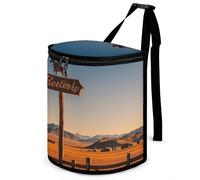 Car Trash Can for Men Spill Proof Car Garbage Bag Retro Western Cowboy Horseback Car Hanging Garbage Bin for Women Storage Pockets for Automobile Truck Minivan SUV