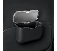 Car Trash Can with Lid Leakproof Waterproof Auto Garbage Bin for Vehicles with Secure Elastic Strap Mounting and ABS Plastic Construction (Black)