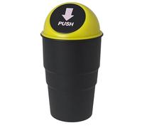 Car Trash Can with Lid Small Rubbish Bin 19 cm High x 9 cm Wide - Mini Push Top Desk Bin Fits Cup Holder Door Pocket - for Auto Home Office Makeup Table in Yellow Purple Blue Green (1, Yellow)