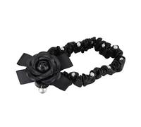 Car Trim Interior Car Interior Rearview Mirror Cover PU Leather Pearl Camellia Flower Auto Rear View Decoration Accessories(Black)