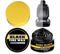 Car Trim Restorer - Quick Penetrating Fast Acting Paste, Black Car Tire Polishing Kit with Sponge, Deep Shine Fading Yellowing Eliminator for Sedans SUVs Trucks Auto Interior Exterior