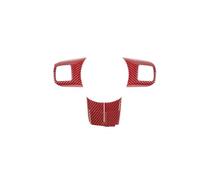 Car Trim Sticker For Jeep For Patriot For Compass For Grand For Cherokee For Wrangler 2011-2017 ABS Car Interior Steering Wheel Decoration Cover Stickers(Red carbon fiber)