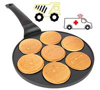 Car & Truck Mini Pancake Pan - Make 7 Unique Flapjack Car Vehicles, Nonstick Pan Cake Maker Griddle w Long Handle for Breakfast Fun & Easy Cleanup, Unique Morning Treat or Special Baking Gift for Kids