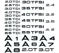 Car Trunk Badge Sticker 3D ABS Emblem Letters,For A1 A3 A4 A5 A6 A7 A8 Q2 Q3 Q5 Q7 2.0 2.5 3.0 4.0 5.0TDI 30 35 40 45 50 55 TFSI TDI