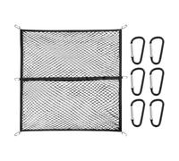 Car Trunk Cargo Net for Nissan Navara NP300/D23 MK4 2015-2025 | Double Layer Elastic Mesh Storage Organizer with 6 Carabiners, Heavy Duty Trunk Luggage Holder for Pickup Trucks