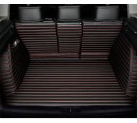Car Trunk Mats for Lincoln Aviator 2022-2024 7-Seat,All Weather Stripe Pu Leather Full Coverage Cargo Liners with Backrest Mat Protection Black Red