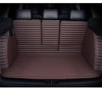 Car Trunk Mats for Lincoln Aviator 2022-2024 7-Seat,All Weather Stripe Pu Leather Full Coverage Cargo Liners with Backrest Mat Protection Coffee