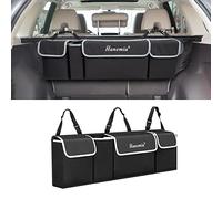 Car Trunk Organizer and Storage, Backseat Hanging Organizer for SUV, Truck, MPV, Waterproof, Collapsible Cargo Storage Bag with 4 Pockets, Car Interior Accessories for Men and Women (Black)