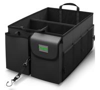 Car Trunk Organizer - Collapsible, Multi-Compartment Automotive SUV Car Organizer for Storage w/Adjustable Straps - Truck & Car Accessories for Women and Men - Black
