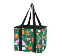 Car Trunk Organizer Reusable Grocery Bag Irish Festival Elements Heavy Duty Foldable Tote Bag with Long handles for Kitchen, Picnic, 1 Pack