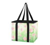 Car Trunk Organizer Reusable Grocery Bags St. Patrick's Day Blush Green Clover Foldable Large Market Tote Bag with Reinforced Bottom & Handles for Kitchen Storage, Travel Trips, 1 Pack