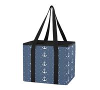 Car Trunk Organizer Reusable Shopping Bag Crescent Hook Ocean Pattern Cute Foldable Grocery Totes with Reinforced Bottom & Handles for Kitchen Storage, Travel Trips, 1 Pack