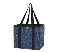 Car Trunk Organizer Sturdy Grocery Bag Airplanes on Navy Sky Large Tote Bags Are Foldable with Hard Bottom and Long Handles for Picnic Outings, Holiday Travel, 1 Pack