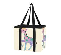 Car Trunk Organizer Sturdy Grocery Bag Giraffe Blush Green Pattern Foldable Heavy Duty Tote Bag with Handles & Hard Bottom for Car Camping Trip, 1 Pack