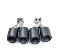 Car Turbocharger 2Pcs Matt Carbon Fibre Styling Stainless Steel Universal Dual Automobile Exhaust Pipe Muffler Modification(ID 76mm-OD 114mm)