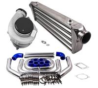 Car Turbochargers 1 Set Universal Billet GT3582 Turbocharger Kit + Intercooler + 2.5" Turbo Pipe Piping Turbocharger Exhaust Turbocharger