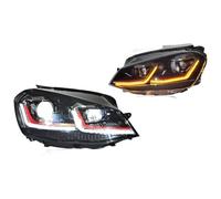 Car Turn Signal Lights For VW MK7 For G&olf 2013-2018 Auto Headlights Projector With White Line Red Line DRL Head Lamp Assembly Front Headlamp(FULL red,Left- Line)