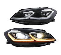 Car Turn Signal Lights For VW MK7 For G&olf 2013-2018 Auto Headlights Projector With White Line Red Line DRL Head Lamp Assembly Front Headlamp(FULL silver,Right Line)