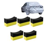 Car Tyre Cleaning Sponge - 5 U-Shape Tire Waxing Sponge | Car Wheel Washer Curved Foam Sponge | Automotive Tyre Tire Dressing Applicator | Auto Tyre Cleaning Pad Quick Cleaning Tool