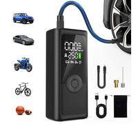 Car Tyre Inflator Air Compressor,150PSI Cordless Bike Pump 5 Modes with 6000mAh Battery, Digital Pressure Gauge& Power Bank, Auto Shut-Off, 3 LED Lights, Portable for Car Motorcycle Bike Balls