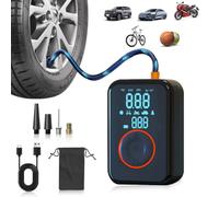 Car Tyre Inflator Pump Portable Air Compressor Tire Pump Pre-Set PSI Display 5 Mode Cordless 150PSI 6000mAh Rechargeable Power Bank Auto Shut-Off Emergency LED Light for VAN Car Motorcycle Bike F-Ball
