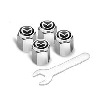 Car Tyre Valve Cap for Mazda CX-5 2021-2024,Metal Wheel Dust Caps Tire Valve Stem Caps Dust Covers with Logo Emblem Waterproof Dust-Proof Car Accessories,White
