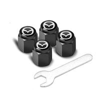 Car Tyre Valve Cap for Mazda CX-5 2021-2024,Metal Wheel Dust Caps Tire Valve Stem Caps Dust Covers with Logo Emblem Waterproof Dust-Proof Car Accessories,Black