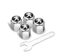Car Tyre Valve Cap for Peugeot 208 2019-2023,Metal Wheel Dust Caps Tire Valve Stem Caps Dust Covers with Logo Emblem Waterproof Dust-Proof Car Accessories,Silver-B