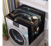 Car Under Night Washer And Dryer Cover with Storage Pockets for The Top Load Dustproof Washing Machine Cover Flax Appliance Protector Mat Pad Home Kitchen Laundry Room Accessory 54.5x20.5 In